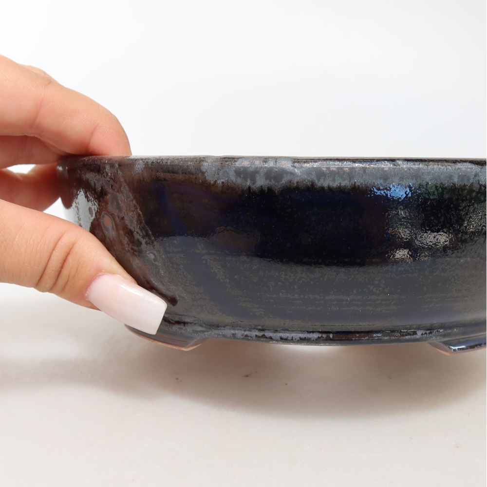 Ceramic bonsai pot, 17 x 17 x 5 cm, blue