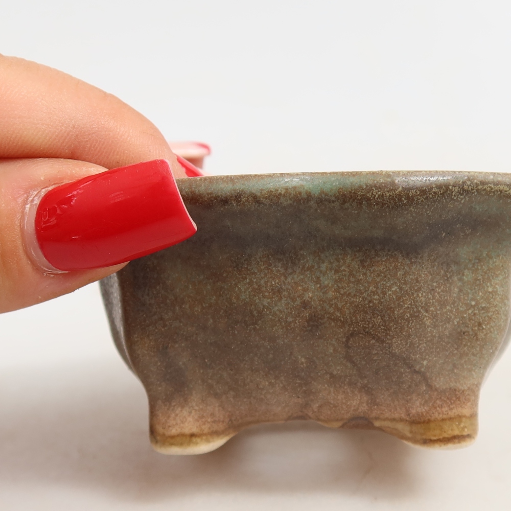 Ceramic bonsai pot, 7 x 7 x 3.5 cm, green
