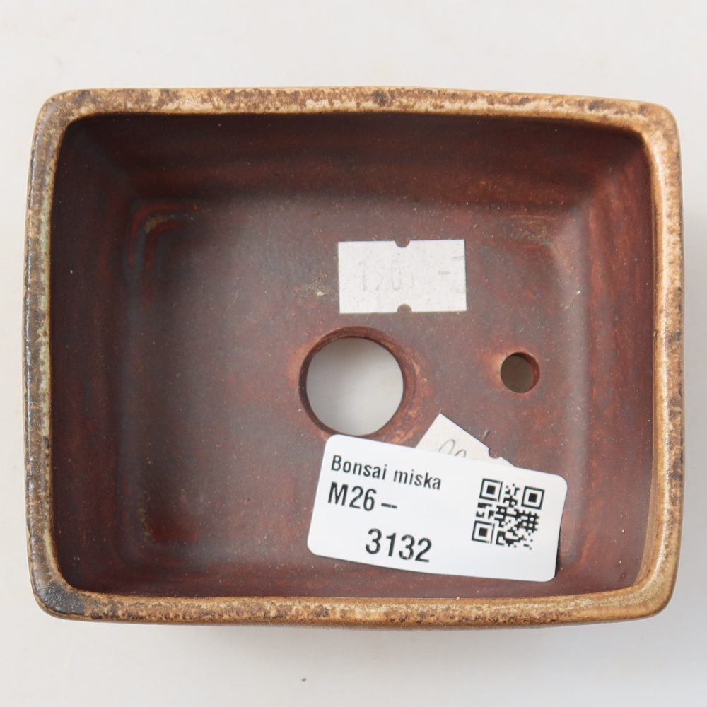 Ceramic bonsai pot, 9.5 x 7.5 x 3.5 cm, brown