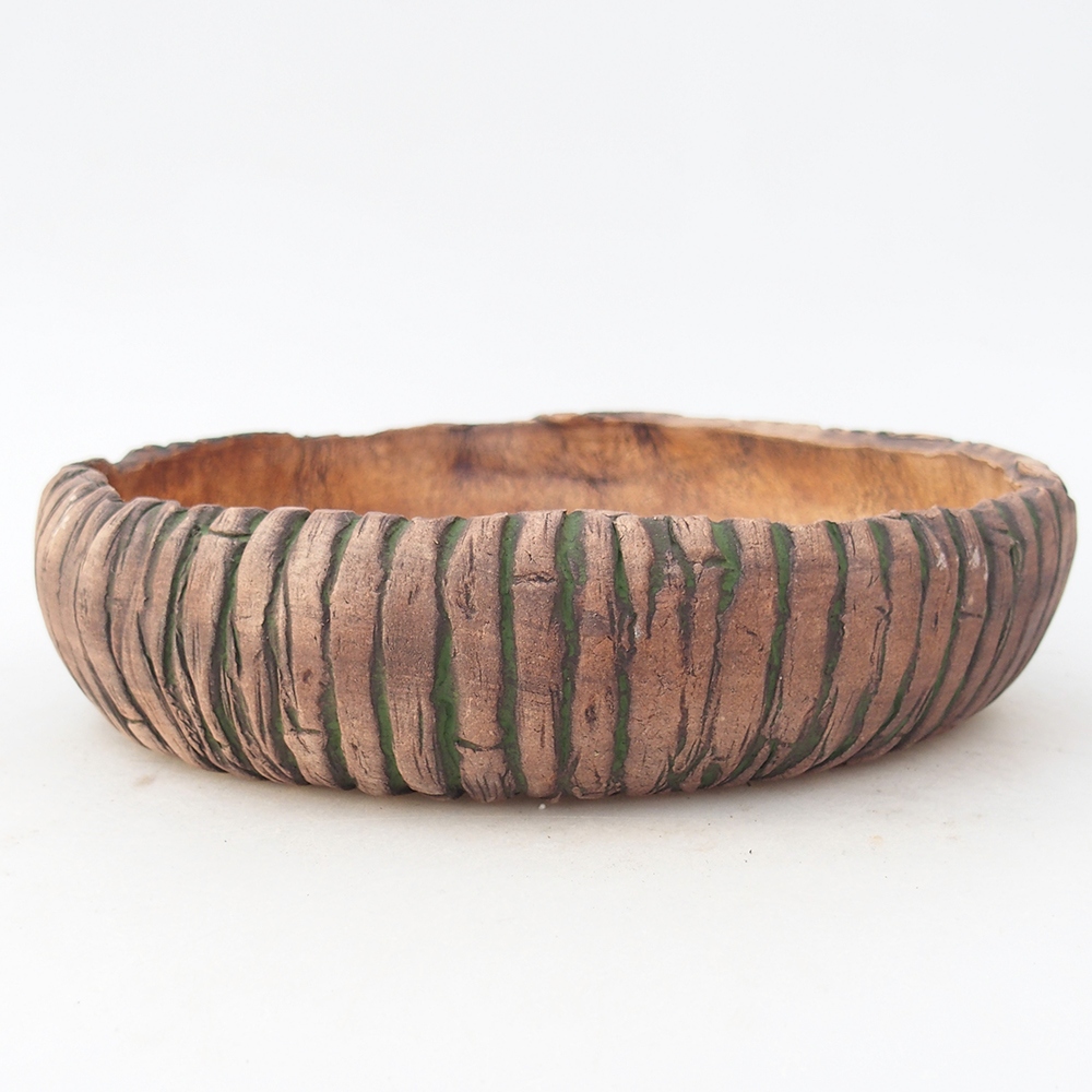 Ceramic bonsai bowl 20 x 20 x 5 cm, green