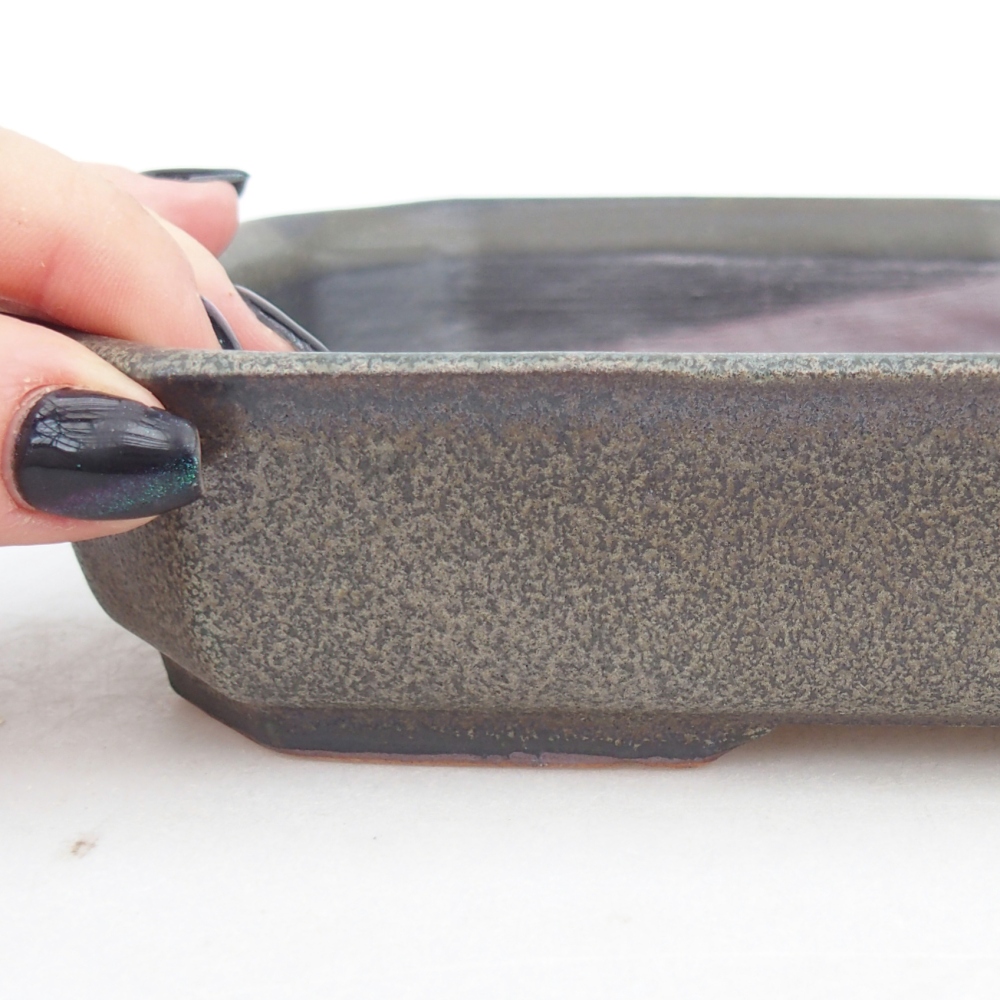Ceramic bonsai bowl 18,5 x 13,5 x 4,5 cm, grey