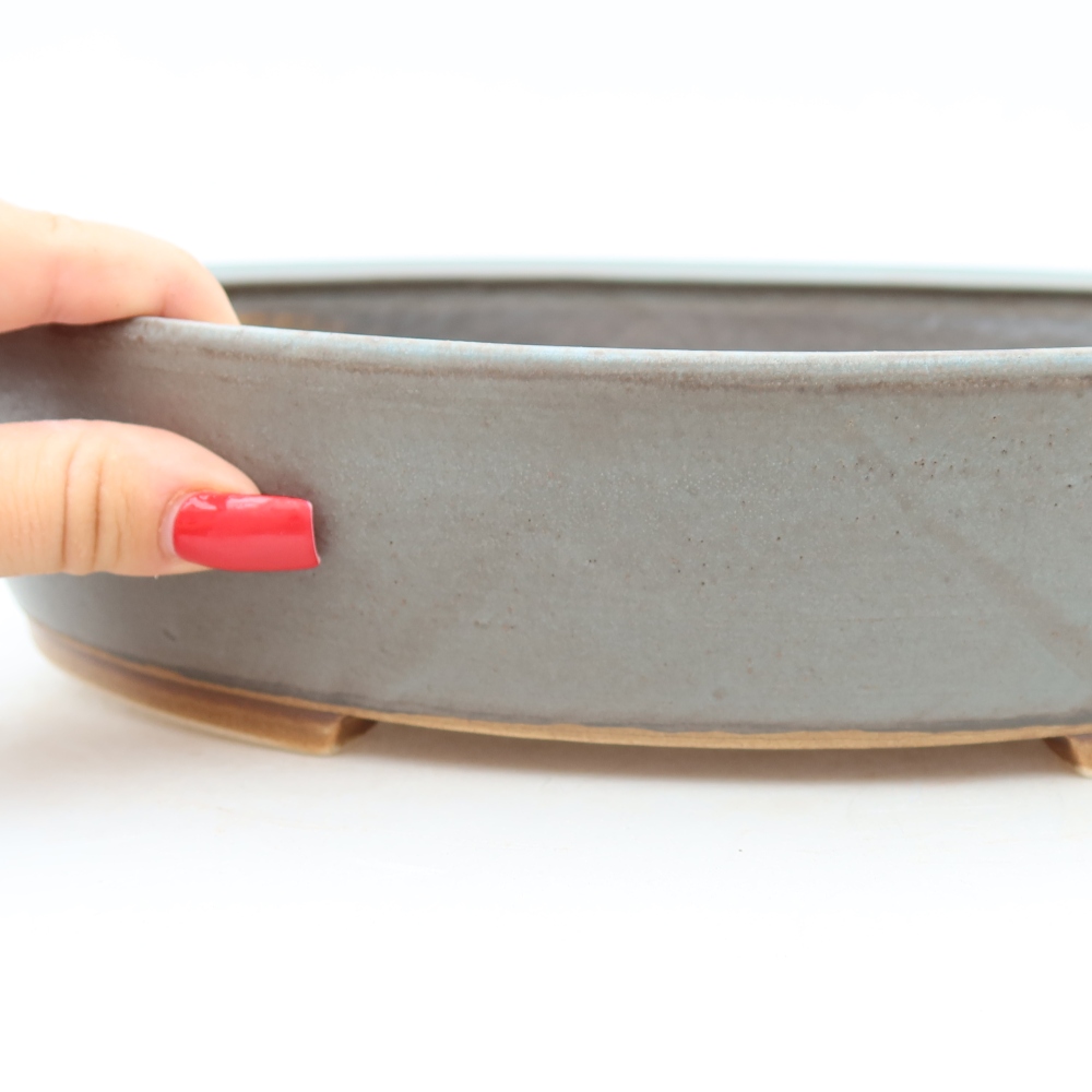Ceramic bonsai pot, 32 x 28 x 6.5 cm, blue