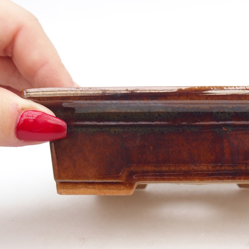 Ceramic bonsai bowl 13 x 10 x 4 cm, brown