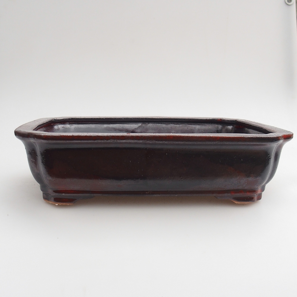 Ceramic bonsai bowl 27 x 21 x 7 cm, colour black red