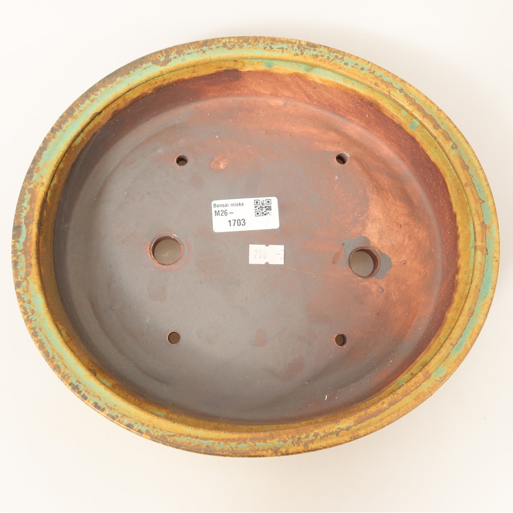 Ceramic bonsai bowl 26,5 x 23,5 x 5,5 cm, green