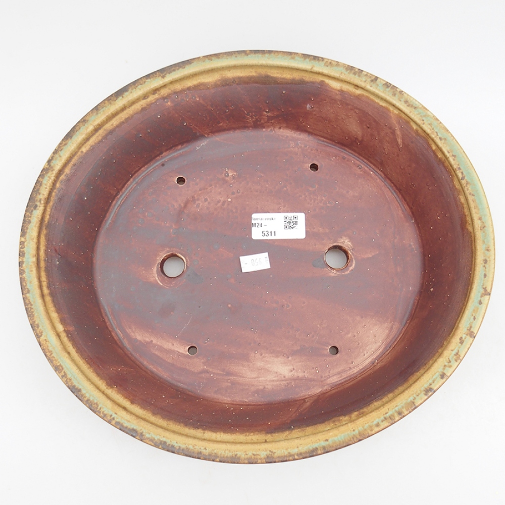 Ceramic bonsai bowl 32 x 29 x 7 cm, color green