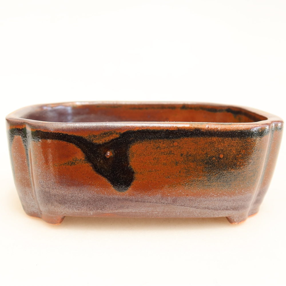 Ceramic bonsai pot, 10.5 x 8 x 4 cm, brown
