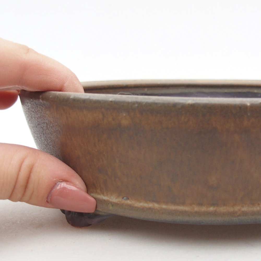 Ceramic bonsai bowl 17,5 x 17,5 x 5 cm, brown