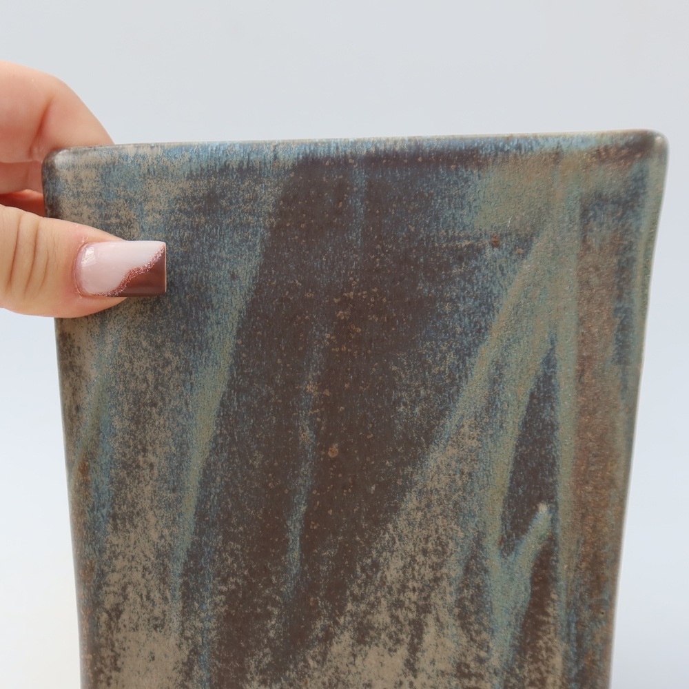 Ceramic bonsai pot, 13 x 13 x 14 cm, brown