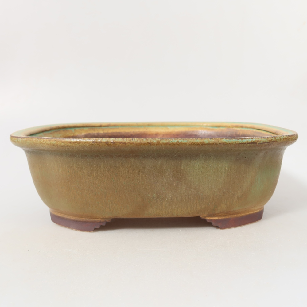 Ceramic bonsai bowl 25 x 21,5 x 7,5 cm, green