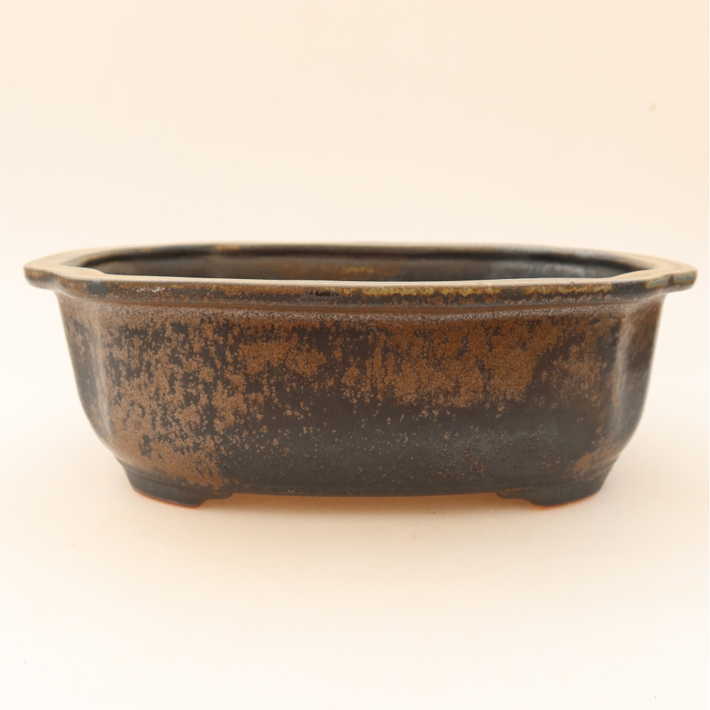 Ceramic bonsai pot, 22.5 x 17.5 x 7.5 cm, brown