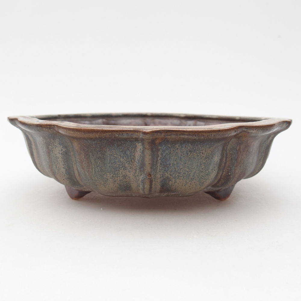 Ceramic bonsai bowl 18 x 18 x 5 cm, blue-grey