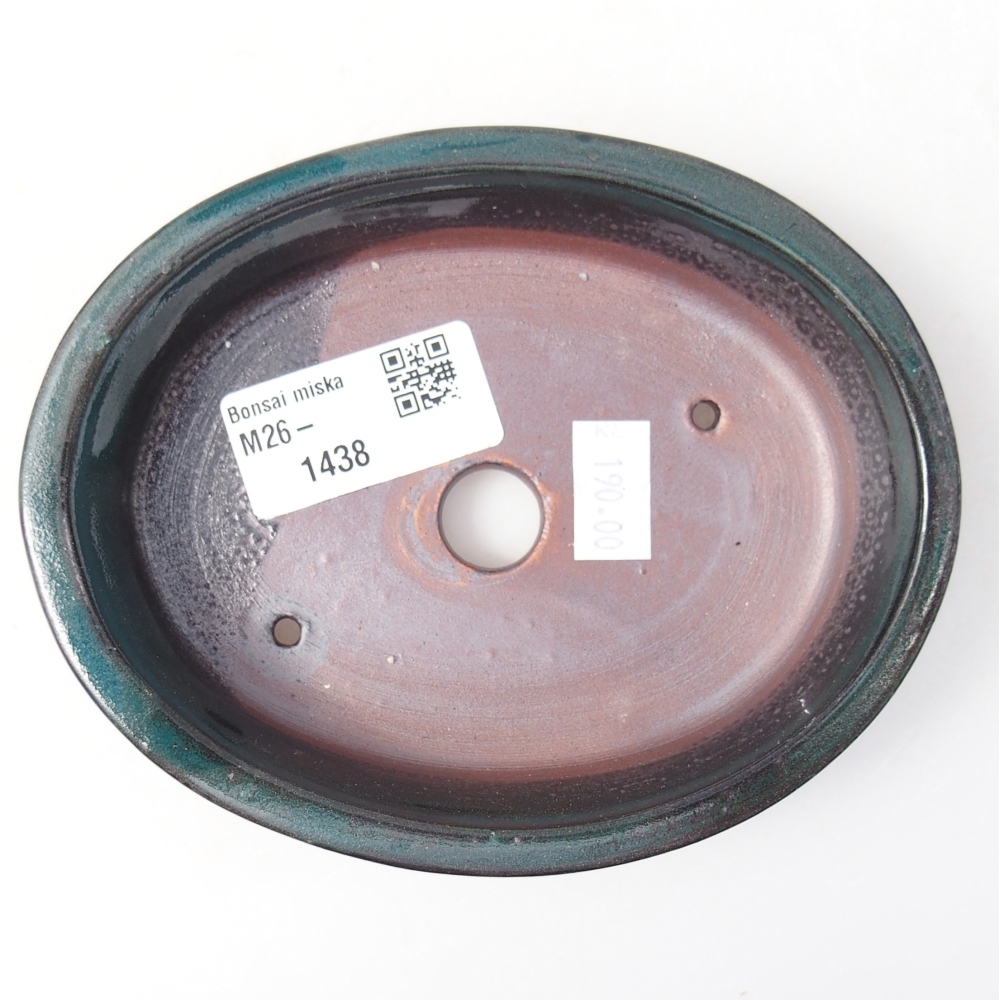 Ceramic bonsai bowl 13 x 10,5 x 3 cm, green