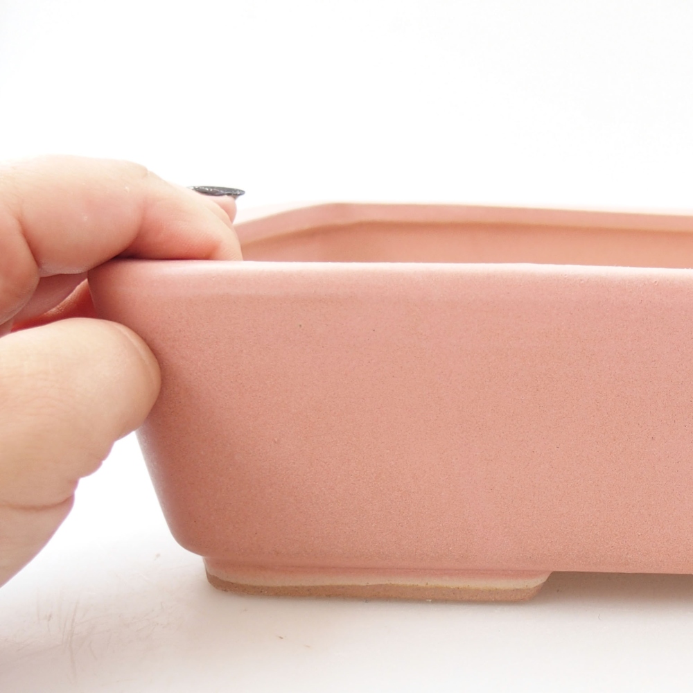 Ceramic bonsai bowl 26,5 x 20,5 x 6,5 cm, color pink