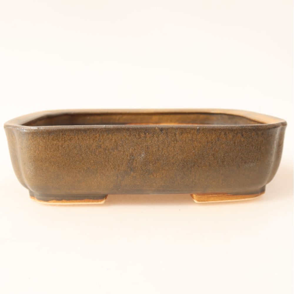 Ceramic bonsai pot, 18 x 14 x 4.5 cm, brown