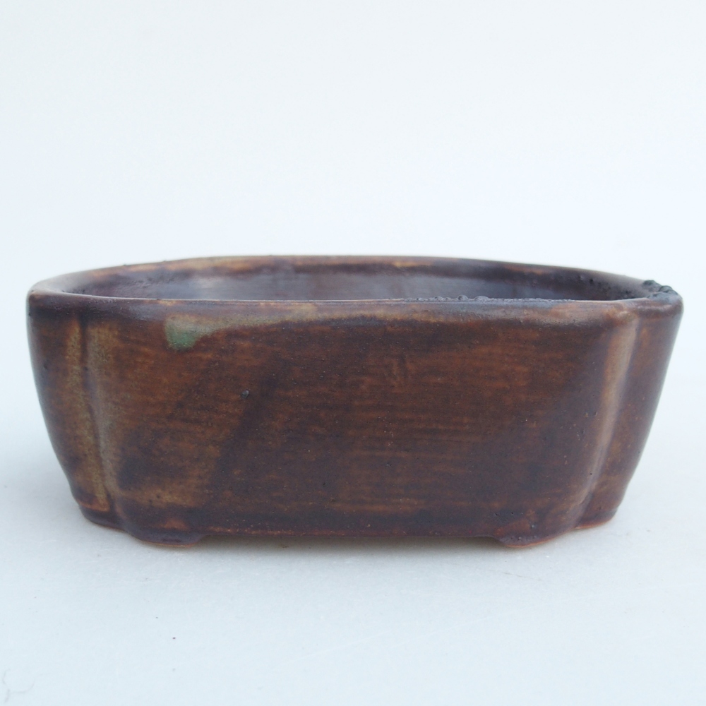 Ceramic bonsai bowl 12,5 x 9,5 x 4,5 cm, brown