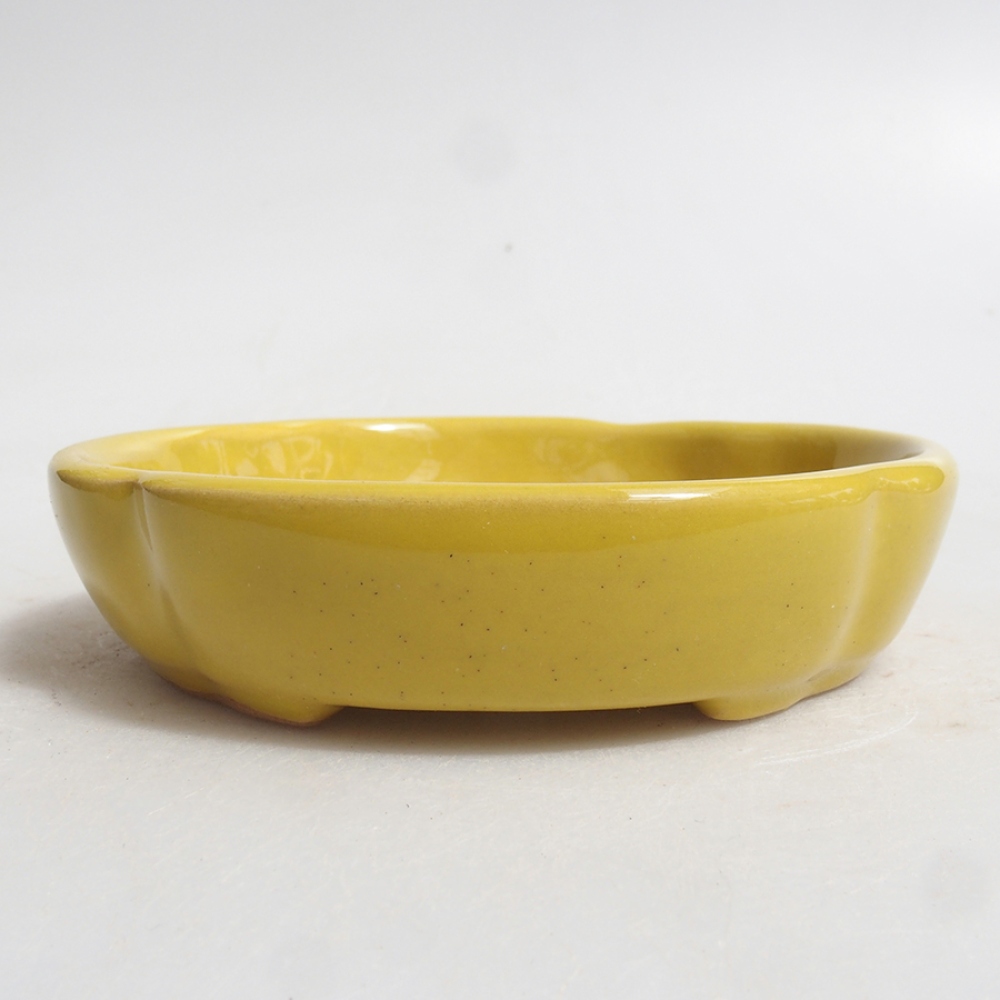 Ceramic bonsai bowl 11 x 11 x 3 cm, color yellow