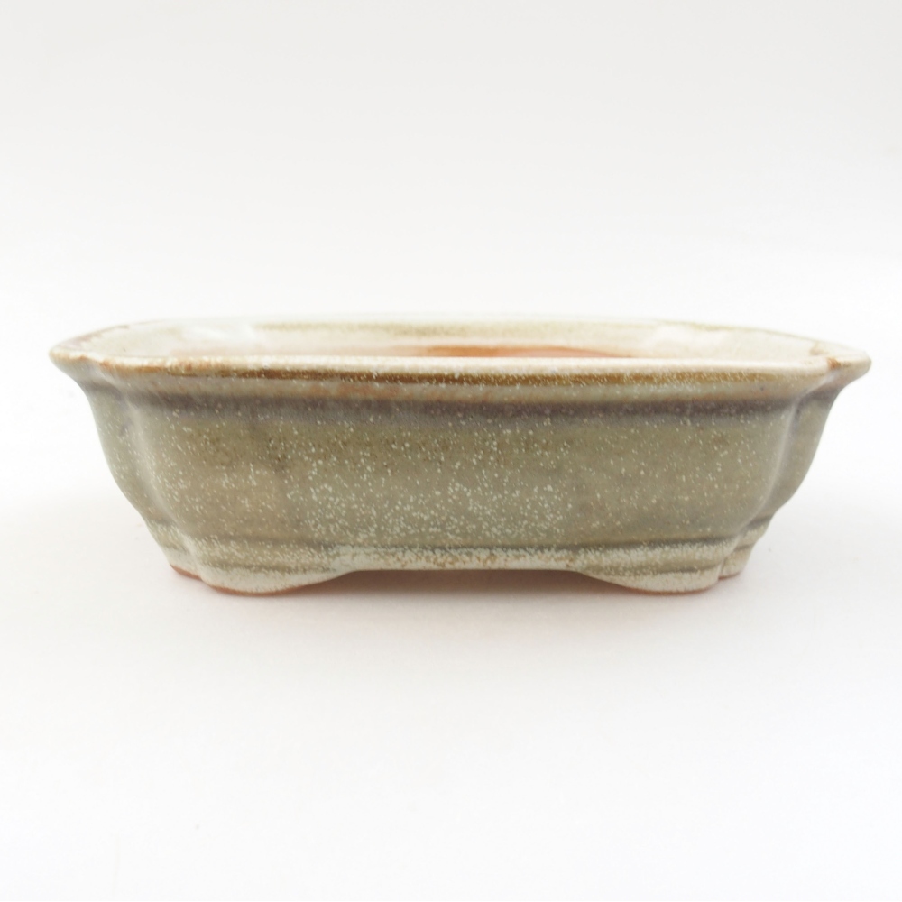 Ceramic bonsai bowl 16 x 12,5 x 4,5 cm, color green