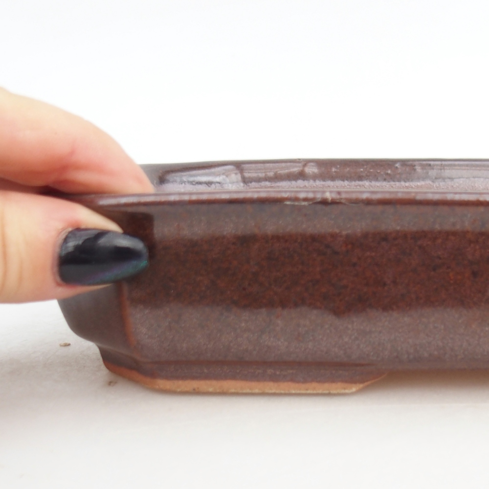 Ceramic bonsai bowl 18,5 x 13,5 x 4,5 cm, brown