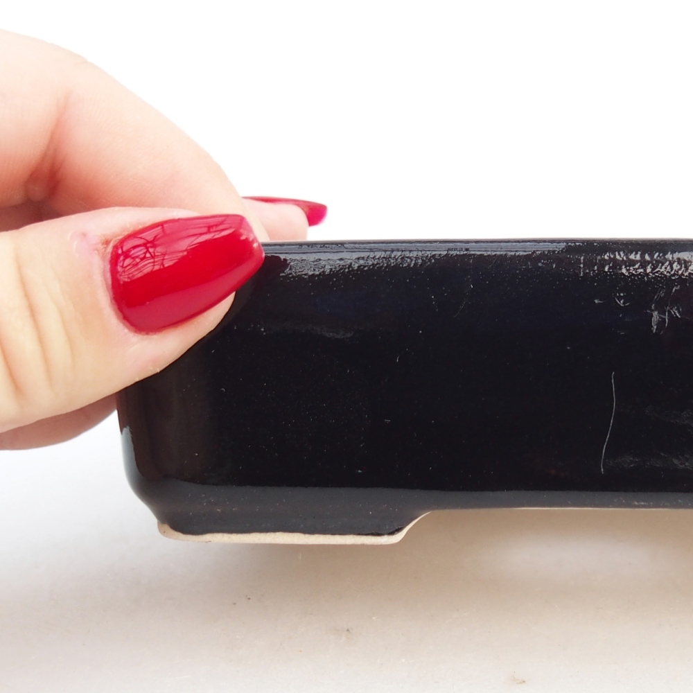 Ceramic bonsai bowl 12,5 x 9,5 x 3,5 cm, black