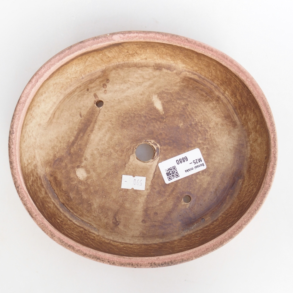 Ceramic bonsai bowl 22,5 x 20 x 4,5 cm, pink