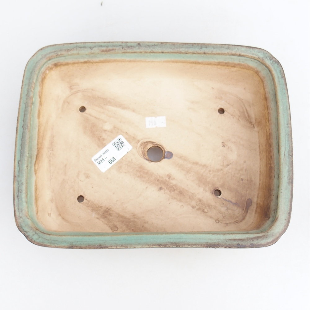Ceramic bonsai bowl 25 x 20 x 7,5 cm, green