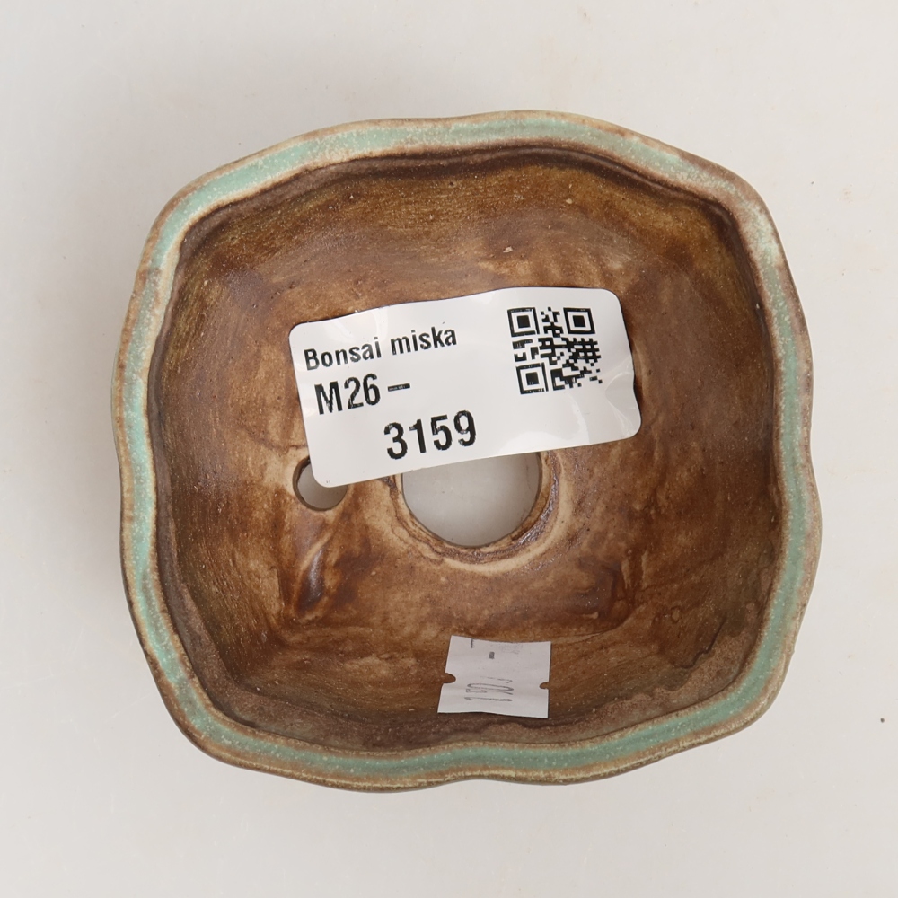 Ceramic bonsai pot, 7 x 7 x 3.5 cm, green