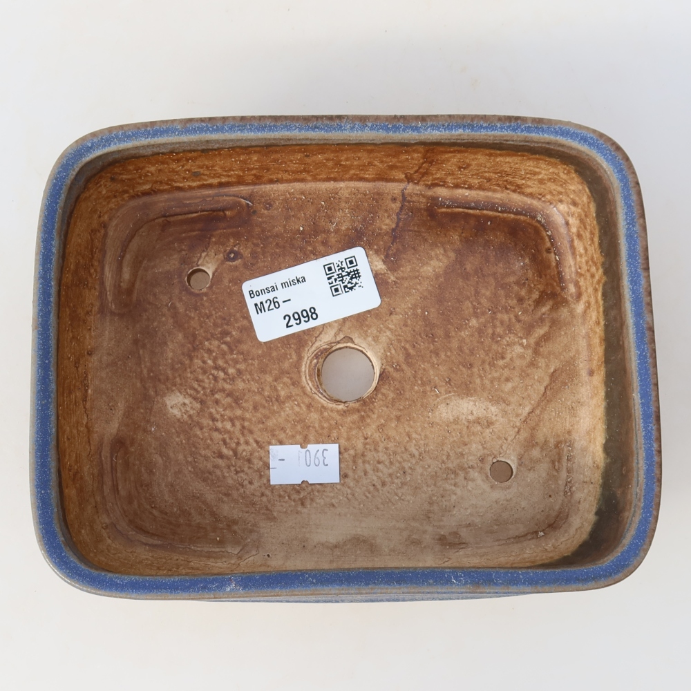 Ceramic bonsai pot, 17 x 13.5 x 4.5 cm, blue