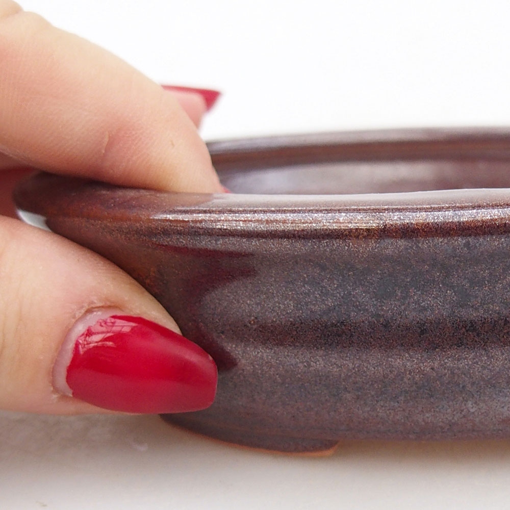 Ceramic bonsai bowl 12 x 10 x 3 cm, brown