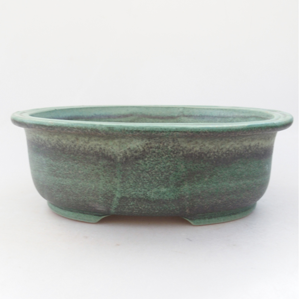 Ceramic bonsai bowl 23 x 19,5 x 8 cm, green
