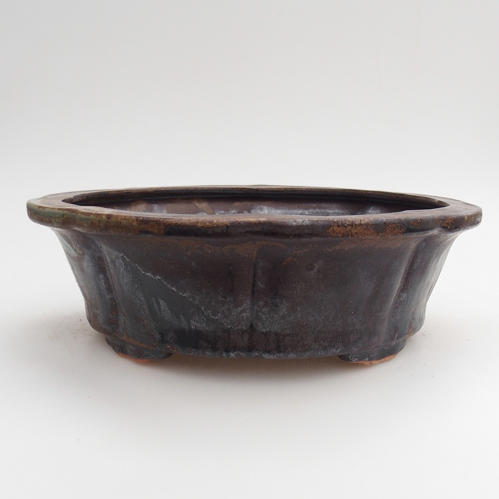 Ceramic bonsai bowl 26 x 26 x 8 cm, metal colour