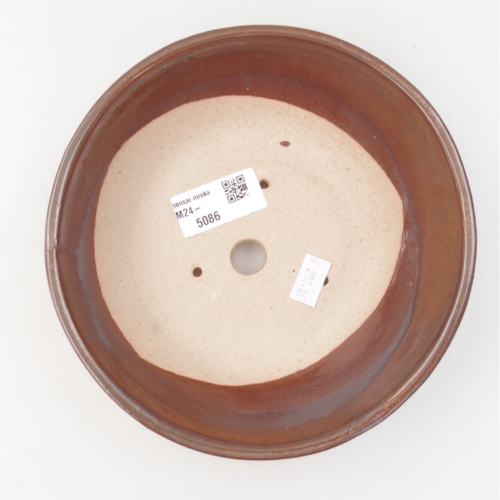 Ceramic bonsai bowl 17,5 x 17,5 x 5 cm, color brown