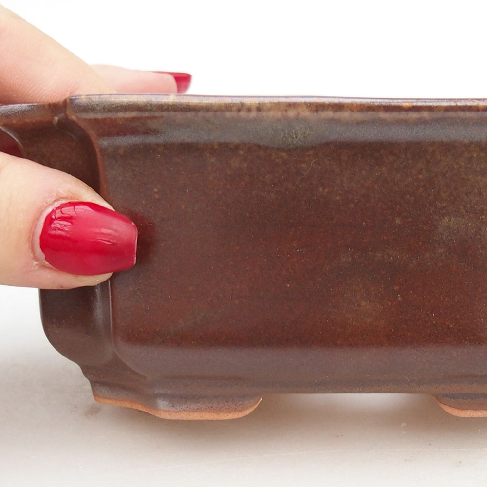 Ceramic bonsai bowl 12,5 x 9 x 5,5 cm, brown