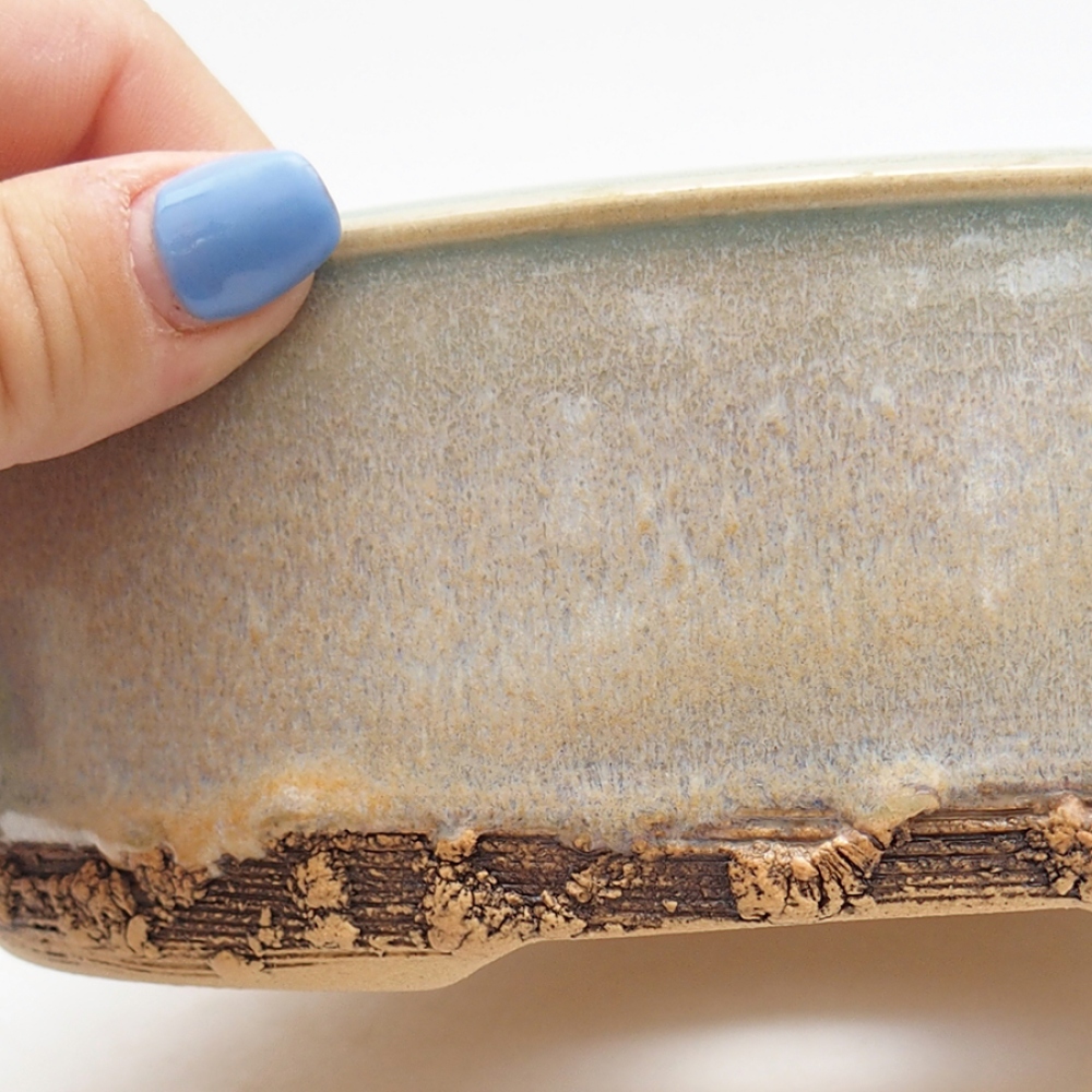 Ceramic bonsai pot 17.5 x 17.5 x 6 cm, green