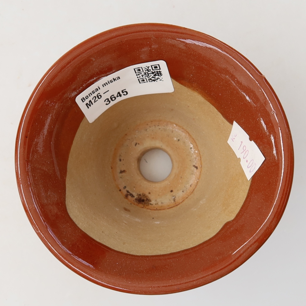 Ceramic bonsai pot, 10.5 x 10.5 x 7 cm, brown