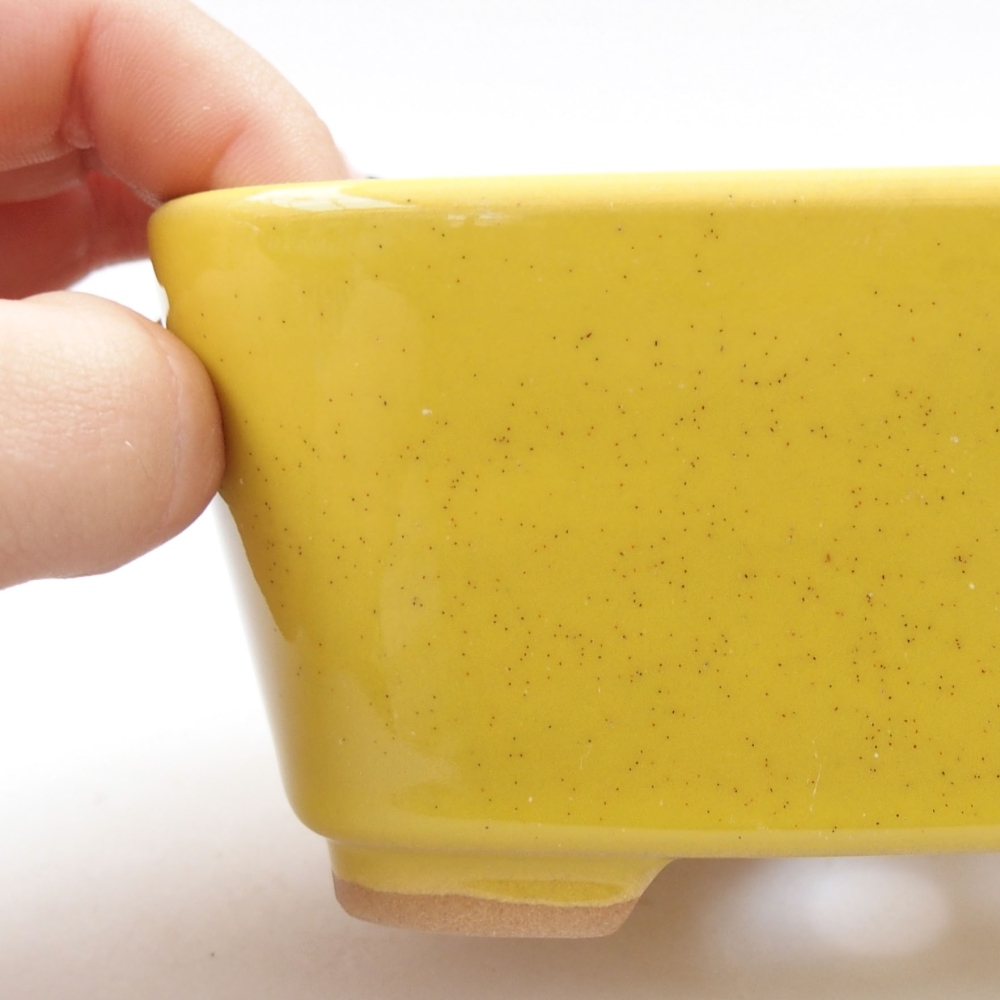 Ceramic bonsai bowl 13,5 x 10 x 6 cm, color yellow