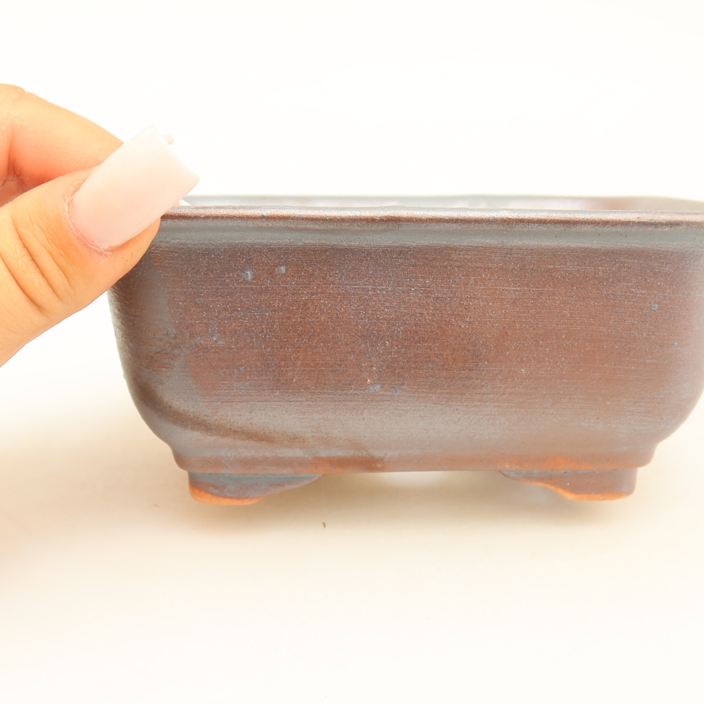 Ceramic bonsai bowl 13,5 x 10,5 x 6 cm, metal colour