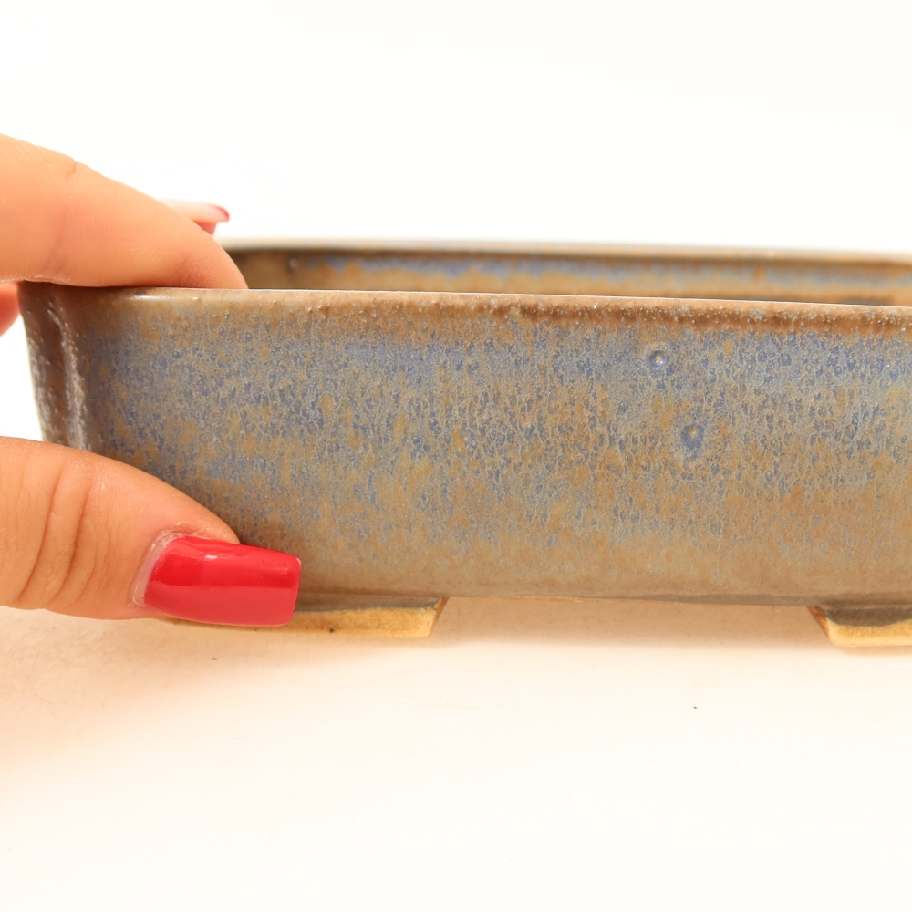 Ceramic bonsai pot, 18 x 14 x 4.5 cm, blue