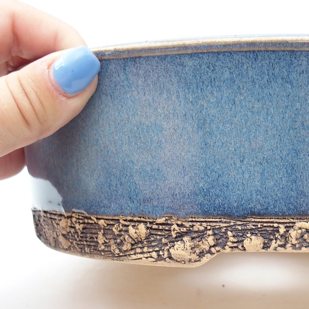 Ceramic bonsai bowl 19,5 x 19,5 x 6,5 cm, color blue