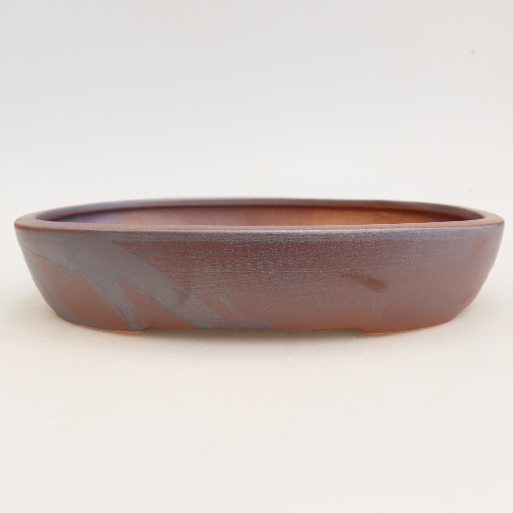 Ceramic bonsai bowl 22 x 17 x 4 cm, metal colour