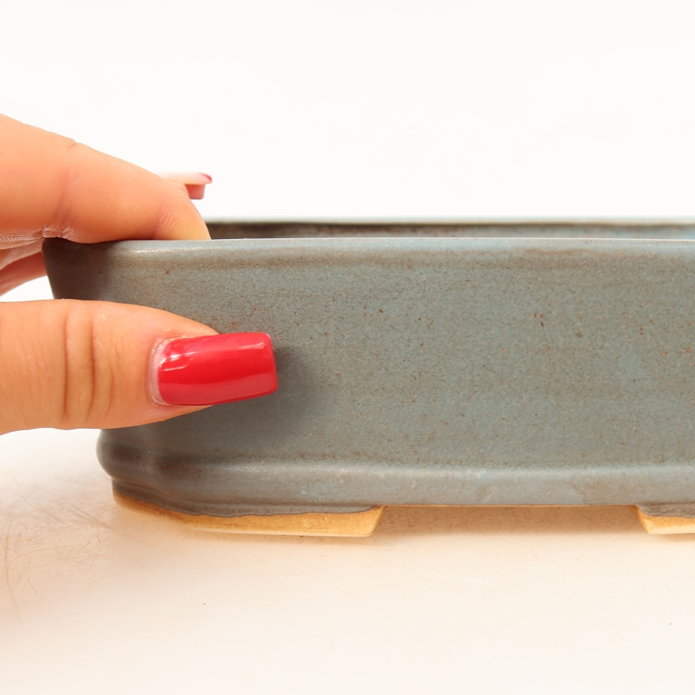 Ceramic bonsai pot, 17.5 x 14.5 x 5 cm, blue