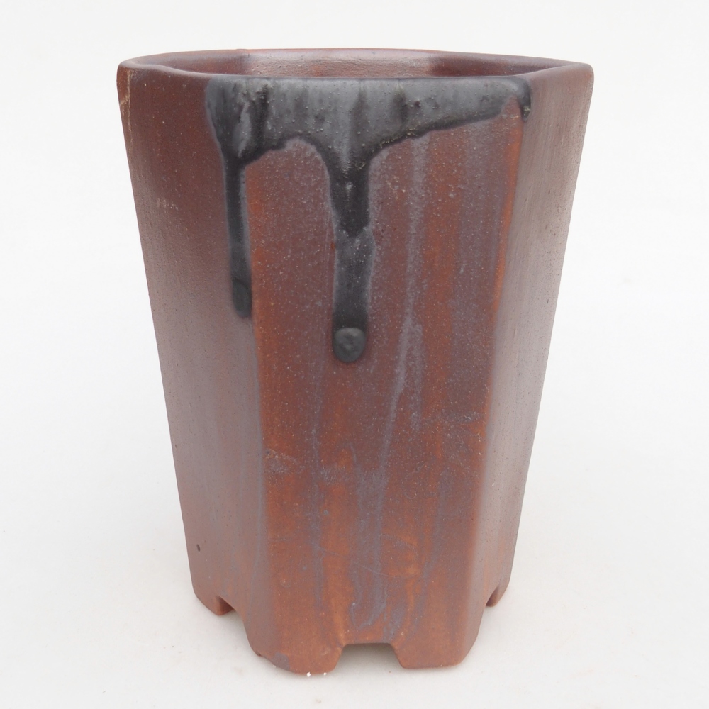 Ceramic bonsai bowl 12,5 x 11,5 x 16,5 cm, metal colour