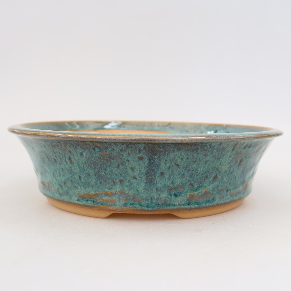 Ceramic bonsai pot, 23.5 x 23.5 x 6 cm, blue