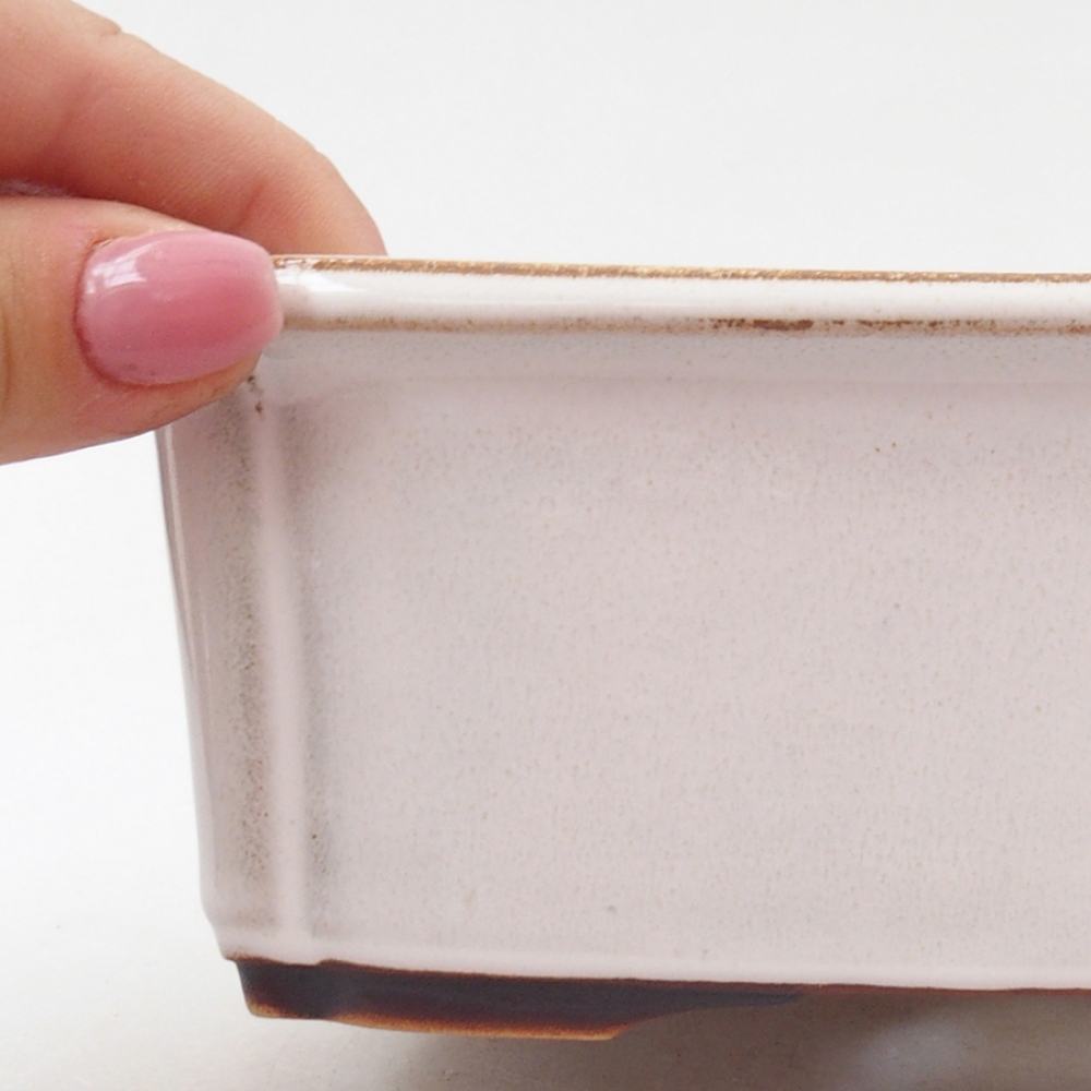 Ceramic bonsai bowl 17 x 13 x 6 cm, color white