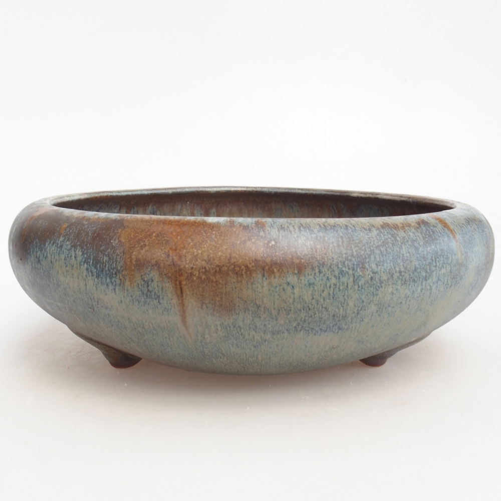 Ceramic bonsai bowl 21 x 21 x 7 cm, blue-grey