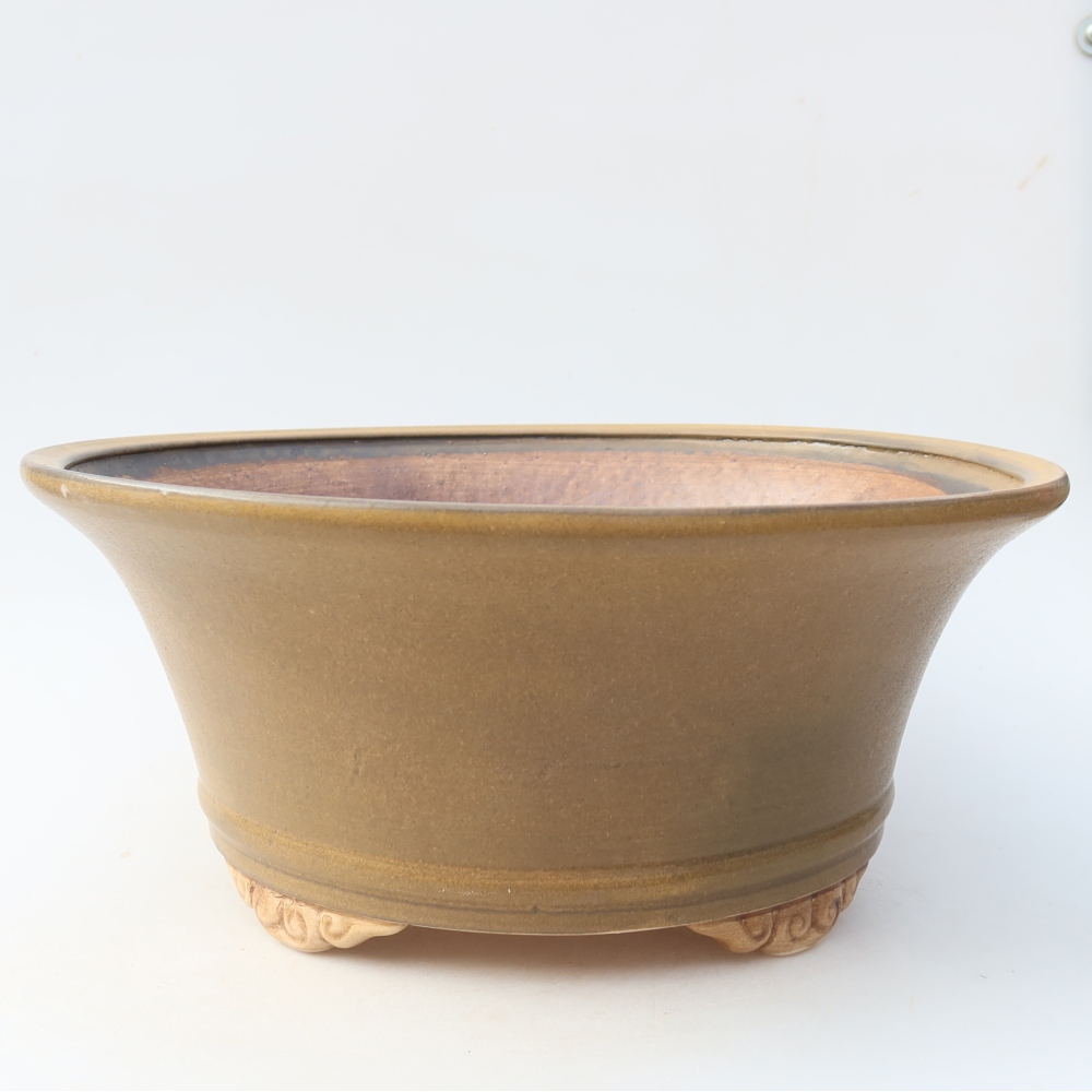 Ceramic bonsai pot, 29 x 29 x 12.5 cm, brown