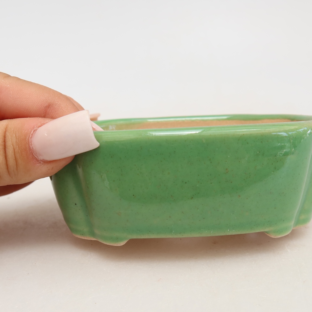 Ceramic bonsai pot, 10.5 x 8 x 4 cm, green