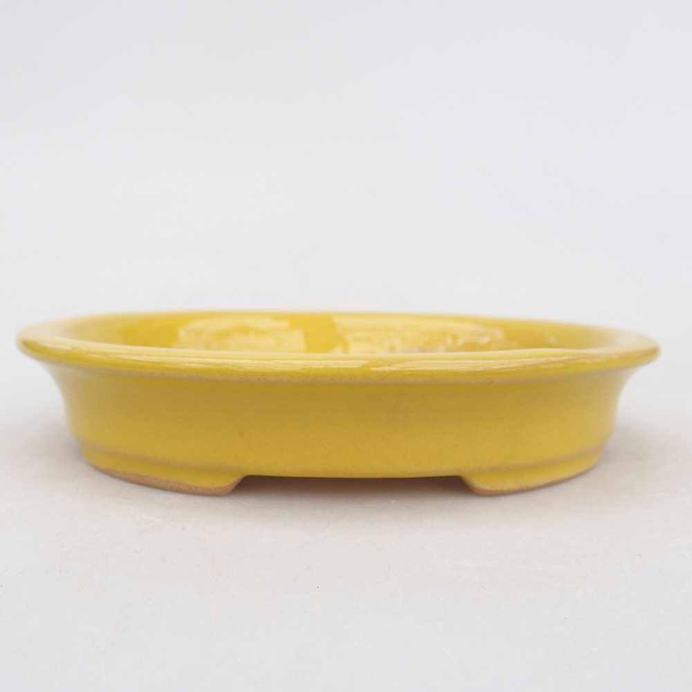 Ceramic bonsai bowl 13 x 11 x 2,5 cm, color yellow
