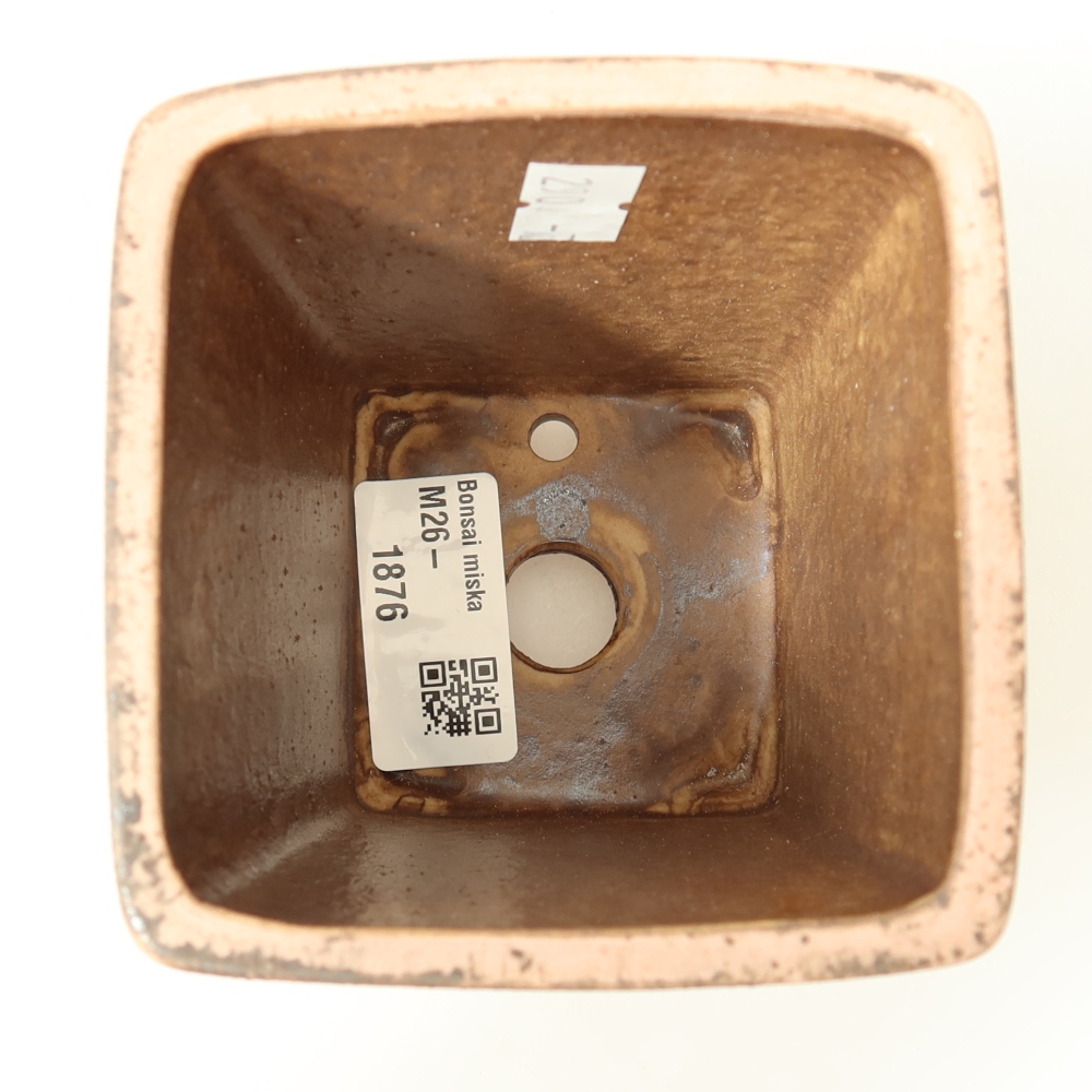 Ceramic bonsai pot, 8.5 x 8.5 x 10.5 cm, pink
