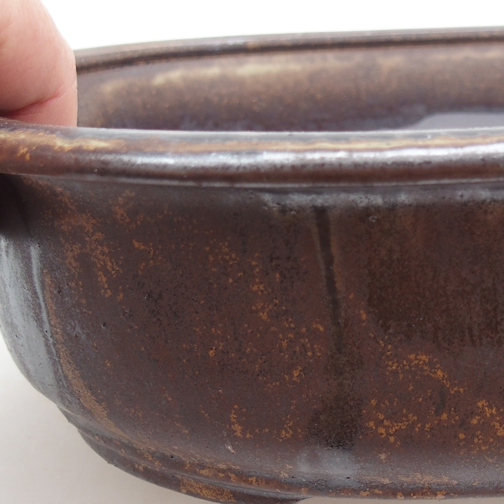 Ceramic bonsai bowl 23 x 19 x 7 cm, metal colour